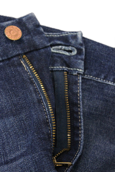 Mother Womens Ankle Skinny Jeans Dark Blue High Rise Button Size 25