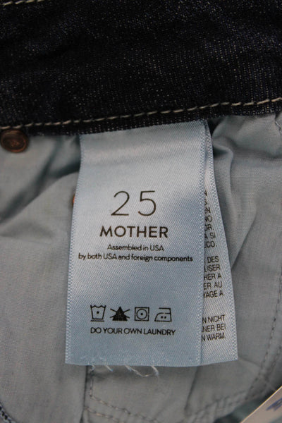 Mother Womens Ankle Skinny Jeans Dark Blue High Rise Button Size 25