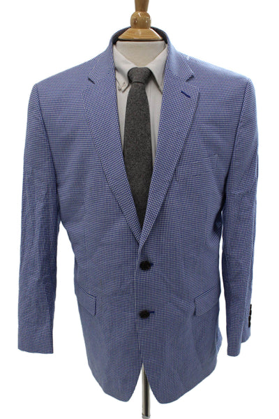 Lauren Ralph Lauren Mens Blue Check Cotton Sport Coat Long Sleeve Size L
