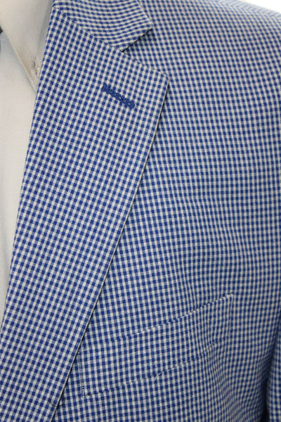 Lauren Ralph Lauren Mens Blue Check Cotton Sport Coat Long Sleeve Size L