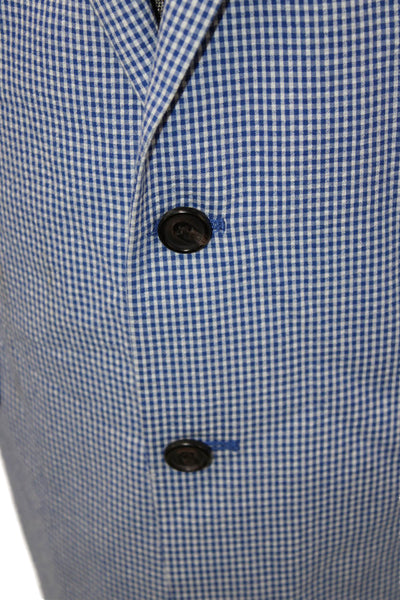 Lauren Ralph Lauren Mens Blue Check Cotton Sport Coat Long Sleeve Size L
