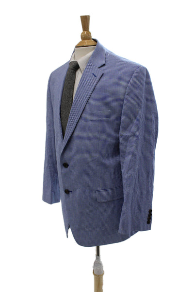 Lauren Ralph Lauren Mens Blue Check Cotton Sport Coat Long Sleeve Size L