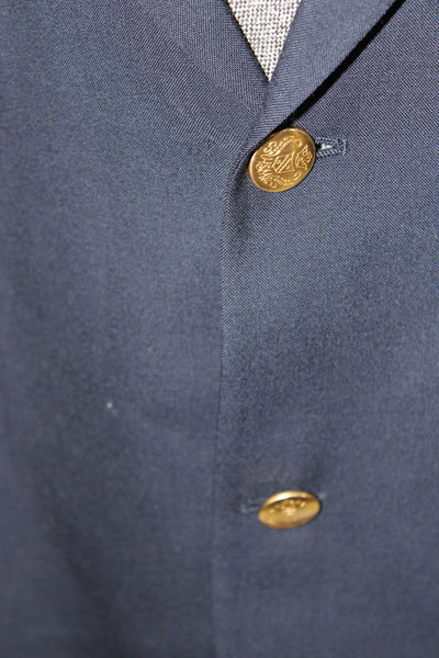 Hart Schaffner Marx Men Dark Blue Pure New Wool Blazer Button Collared Size 42