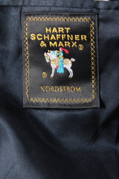 Hart Schaffner Marx Men Dark Blue Pure New Wool Blazer Button Collared Size 42
