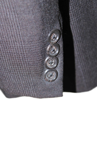 Hickey Freeman Mens Dark Gray Wool Check Collared Button Suit Jacket Size 42