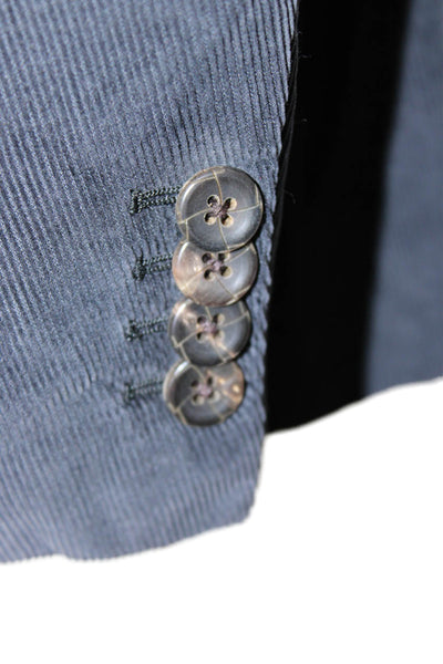 Belvest Mens Dark Gray Striped Cotton Cashmere Blazer Button Collared Size 46