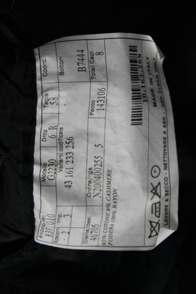 Belvest Mens Dark Gray Striped Cotton Cashmere Blazer Button Collared Size 46