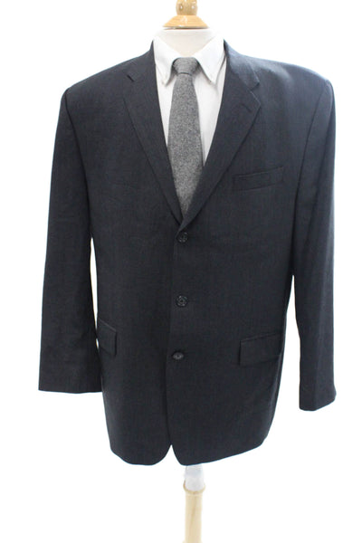 Calvin Klein Mens Classic Dark Gray Wool Suit Jacket Button Collared Size 42