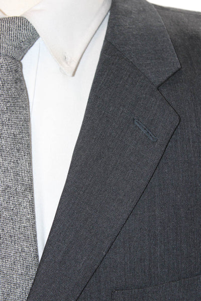 Calvin Klein Mens Classic Dark Gray Wool Suit Jacket Button Collared Size 42