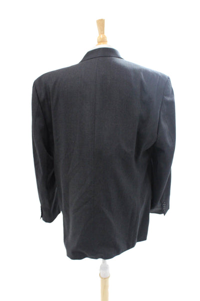 Calvin Klein Mens Classic Dark Gray Wool Suit Jacket Button Collared Size 42