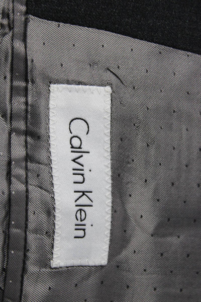 Calvin Klein Mens Classic Dark Gray Wool Suit Jacket Button Collared Size 42