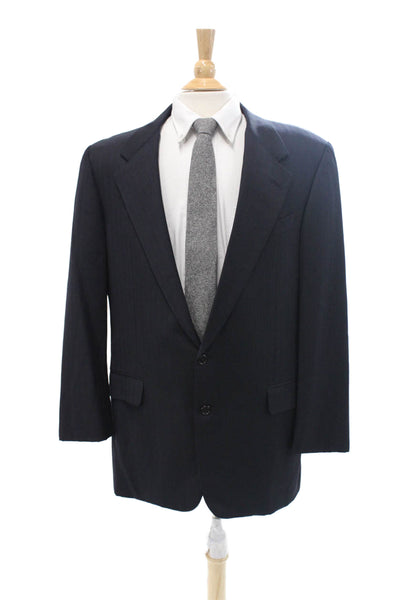 Nordstrom Mens Herringbone 2 Piece Suit Jacket Dark Blue Button Size 40