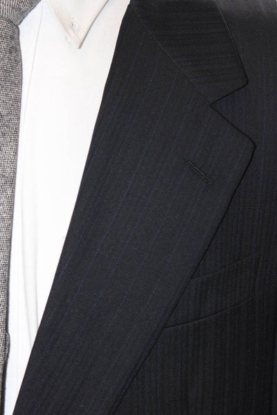 Nordstrom Mens Herringbone 2 Piece Suit Jacket Dark Blue Button Size 40