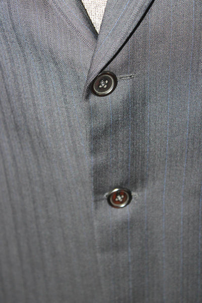 Nordstrom Mens Herringbone 2 Piece Suit Jacket Dark Blue Button Size 40