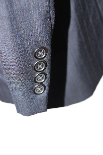 Nordstrom Mens Herringbone 2 Piece Suit Jacket Dark Blue Button Size 40