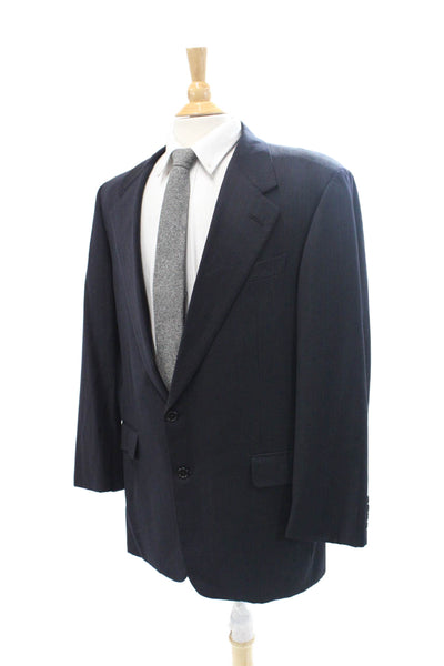 Nordstrom Mens Herringbone 2 Piece Suit Jacket Dark Blue Button Size 40