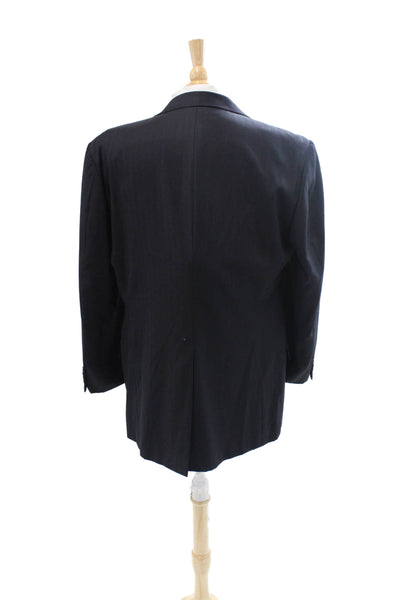 Nordstrom Mens Herringbone 2 Piece Suit Jacket Dark Blue Button Size 40