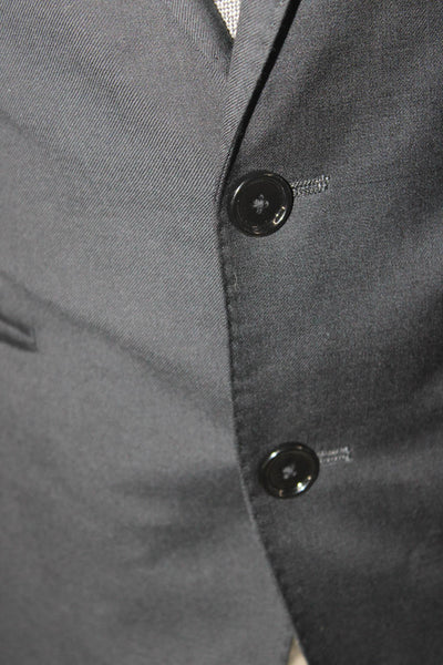 Indochino Mens 2 Piece Black Virgin Wool Suit Jacket Collared Button Size 40