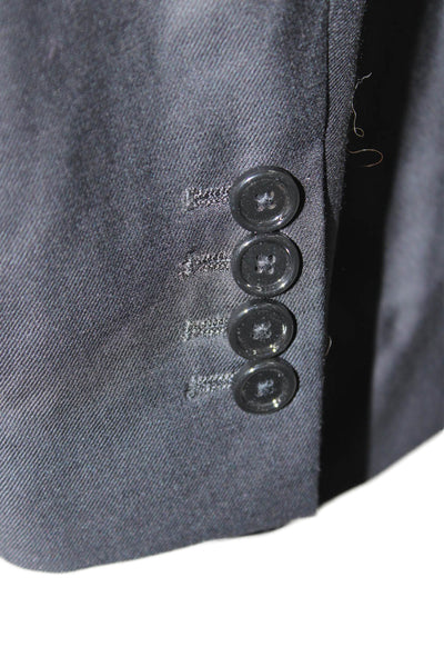 Indochino Mens 2 Piece Black Virgin Wool Suit Jacket Collared Button Size 40