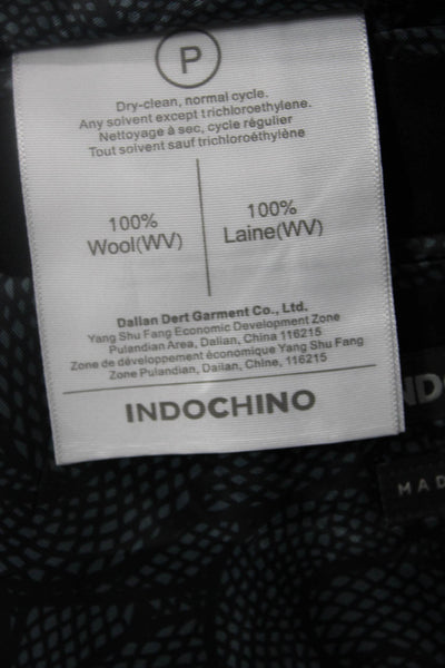 Indochino Mens 2 Piece Black Virgin Wool Suit Jacket Collared Button Size 40
