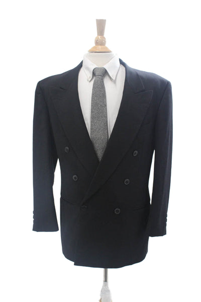 Assets Mens Black Pure New Wool Suit Jacket Collared Button Long Sleeve Size 40
