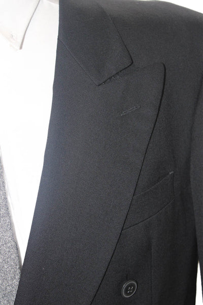 Assets Mens Black Pure New Wool Suit Jacket Collared Button Long Sleeve Size 40