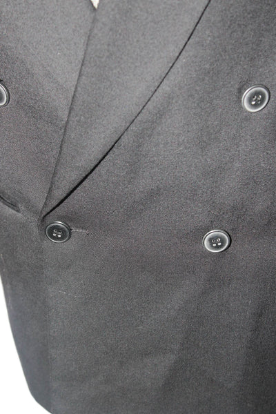 Assets Mens Black Pure New Wool Suit Jacket Collared Button Long Sleeve Size 40