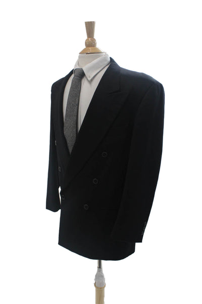 Assets Mens Black Pure New Wool Suit Jacket Collared Button Long Sleeve Size 40