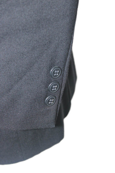 Assets Mens Black Pure New Wool Suit Jacket Collared Button Long Sleeve Size 40