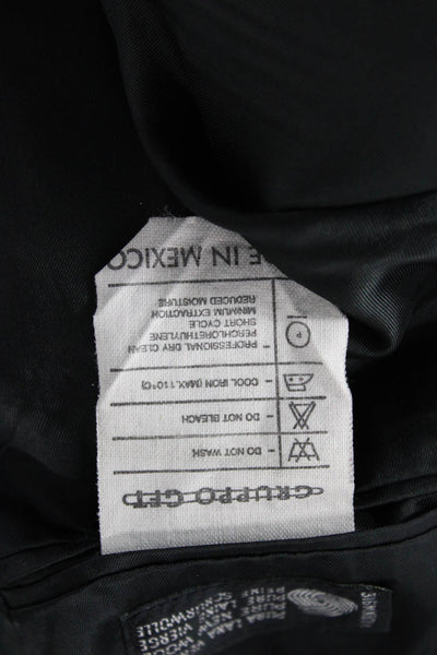 Assets Mens Black Pure New Wool Suit Jacket Collared Button Long Sleeve Size 40