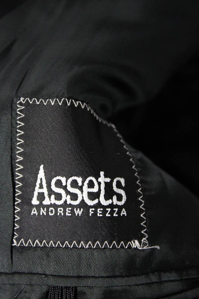 Assets Mens Black Pure New Wool Suit Jacket Collared Button Long Sleeve Size 40