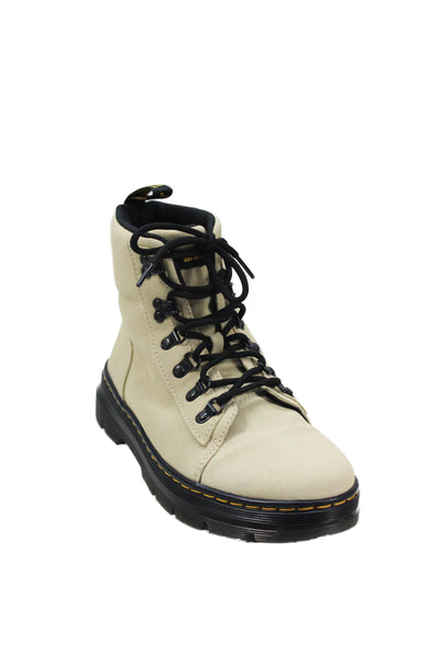 Dr. Martens Womens Suede Lace-Up Combat Ankle Boots Solid Beige Size 8