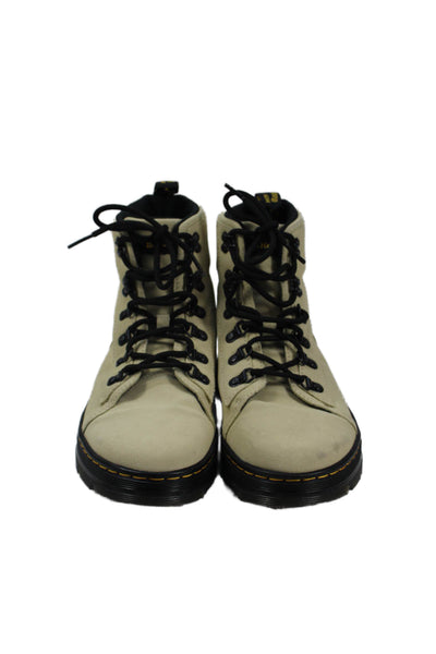 Dr. Martens Womens Suede Lace-Up Combat Ankle Boots Solid Beige Size 8