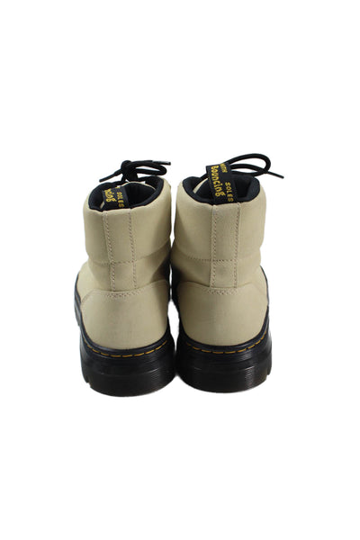 Dr. Martens Womens Suede Lace-Up Combat Ankle Boots Solid Beige Size 8