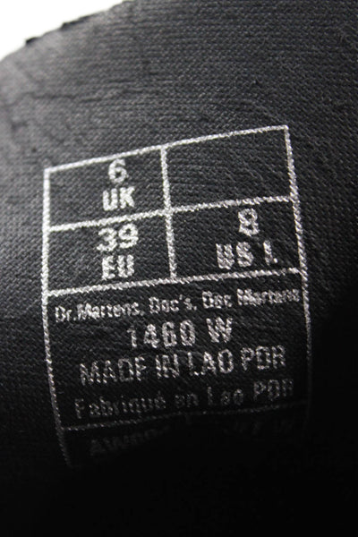 Dr. Martens Womens Patent Leather Lace-Up Combat Boots Solid Black Size 8