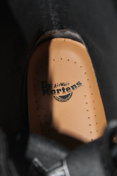 Dr. Martens Womens Patent Leather Lace-Up Combat Boots Solid Black Size 8