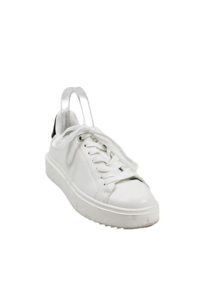 Steve Madden Womens Leather Platform Lace-Up Casual Sneakers Solid White Size 8