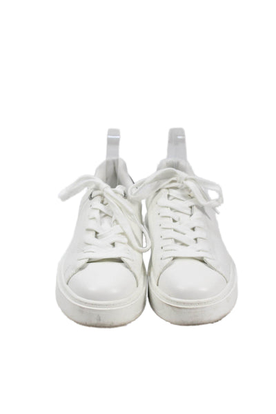 Steve Madden Womens Leather Platform Lace-Up Casual Sneakers Solid White Size 8