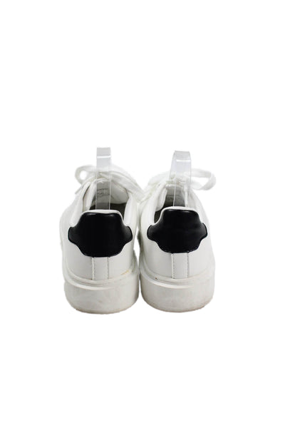 Steve Madden Womens Leather Platform Lace-Up Casual Sneakers Solid White Size 8