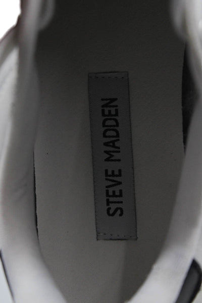 Steve Madden Womens Leather Platform Lace-Up Casual Sneakers Solid White Size 8