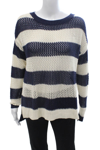 PJK Patterson J Kincaid Unisex Pullover Sweater Striped Dark Blue Size XS