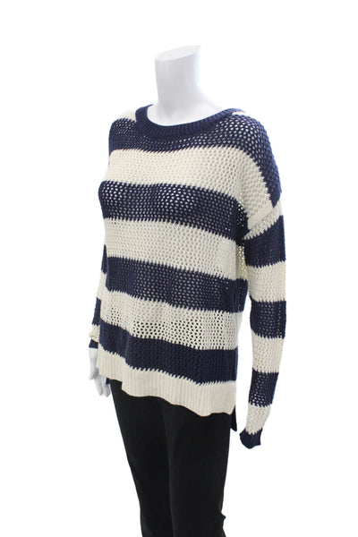 PJK Patterson J Kincaid Unisex Pullover Sweater Striped Dark Blue Size XS