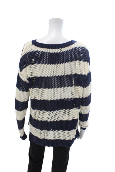 PJK Patterson J Kincaid Unisex Pullover Sweater Striped Dark Blue Size XS