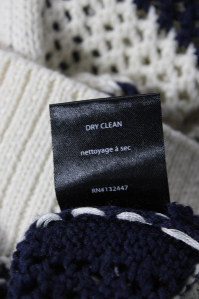 PJK Patterson J Kincaid Unisex Pullover Sweater Striped Dark Blue Size XS