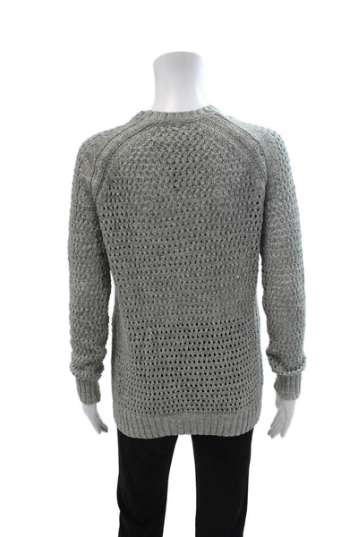 ATM Unisex Gray 100% Cotton Crew Neck Long Sleeve Pullover Sweater Size S