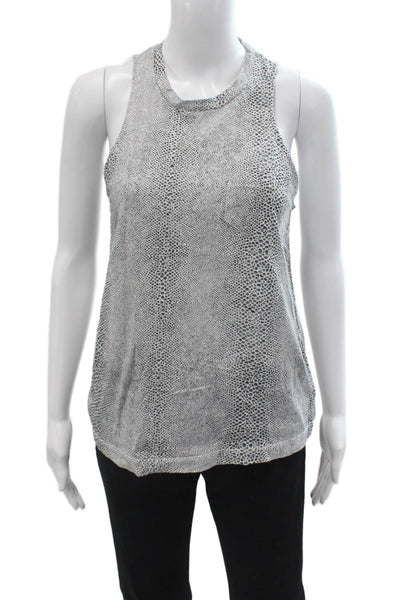 Stateside Women Gray Supima Cotton Animal Print Sleeveless Crewneck Tank Size S