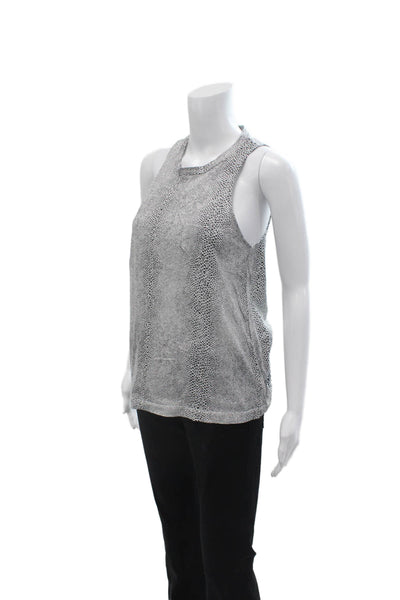 Stateside Women Gray Supima Cotton Animal Print Sleeveless Crewneck Tank Size S