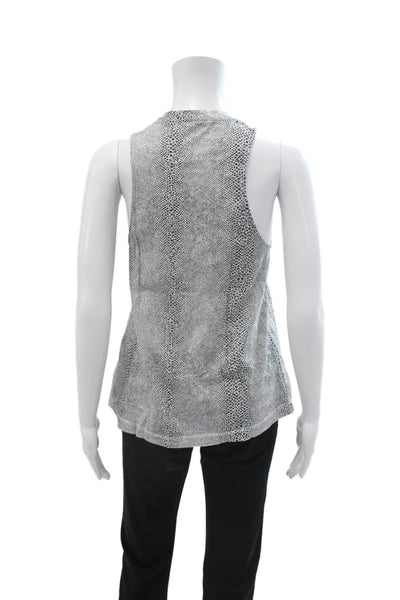 Stateside Women Gray Supima Cotton Animal Print Sleeveless Crewneck Tank Size S