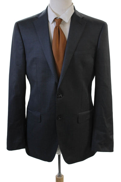 Calvin Klein Mens 2 Piece Dark Gray Wool Suit Jacket Button Solid Size 40