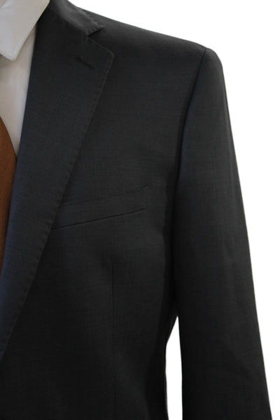 Calvin Klein Mens 2 Piece Dark Gray Wool Suit Jacket Button Solid Size 40